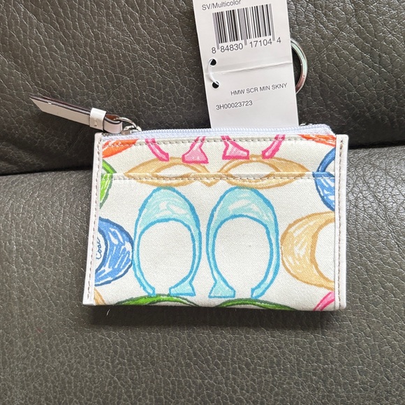 Coach mini zip multi color and white fabric case - Picture 3 of 8